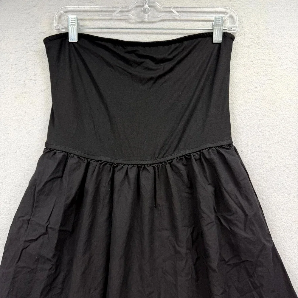 Pretty Garden Holiday Summer Dress Womens Medium Black Pleated Strapless Stretch